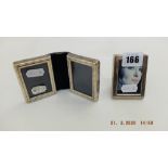 A miniature silver photo frame and double photo frame