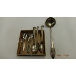 A quantity of 19th century German Nuremburg silver spoons including a ladle,