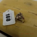 An 18ct gold Italian 1950's diamond and ruby ring A/F size S weight 7 grams