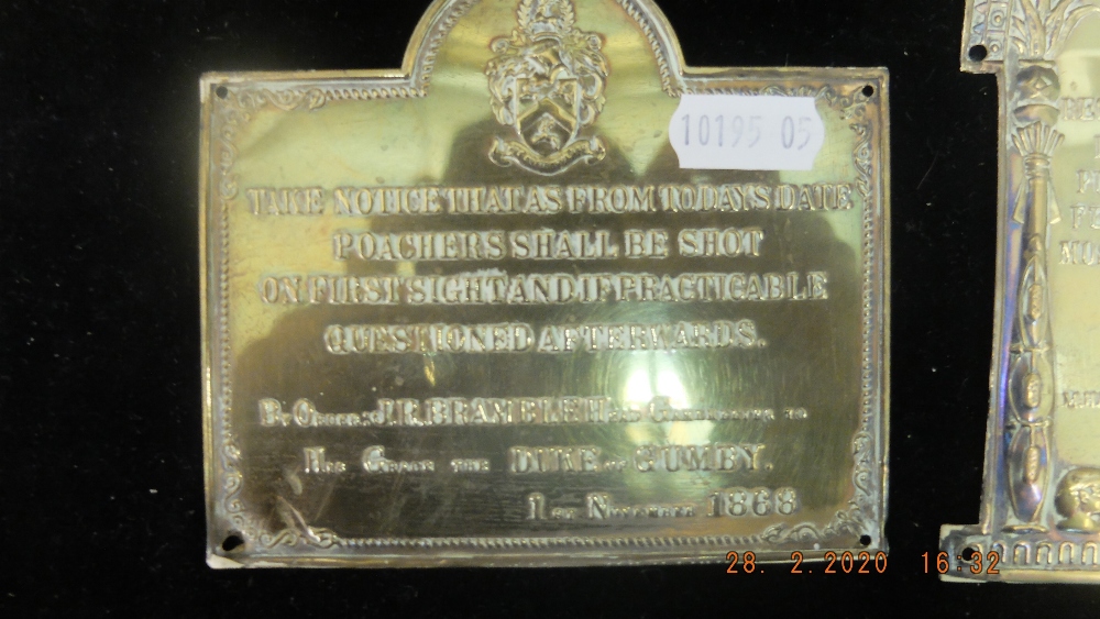 Three antique humorous brass plaques - Image 4 of 4
