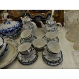 A Royal Doulton Cambridge blue and white tea and coffee service