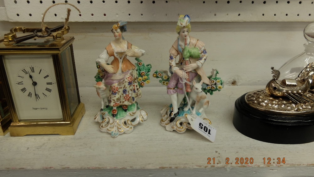 A pair of hand painted porcelain figures a/f - Image 2 of 3