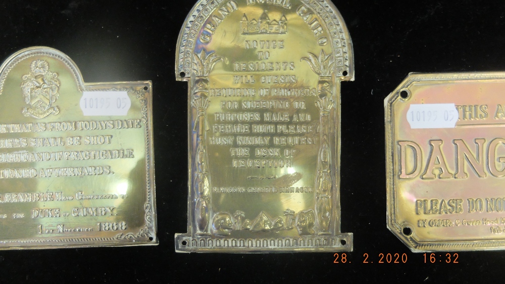 Three antique humorous brass plaques - Image 3 of 4