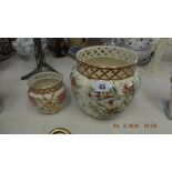 Two hand painted jardiniere Zsolnay Hungary