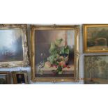 A gilt framed oil on board still life