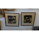 A pair of signed etchings of figures both numbered editions