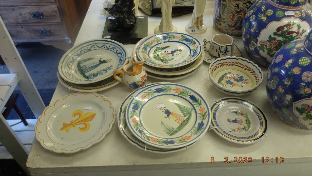 An assortment of Quimper china