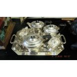 A six piece art deco silver plated tea and coffee service by Elkington & Co