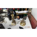 Two brass table lamps,