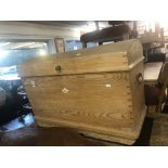 A dome top pine blanket box