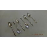 A set of six hallmarked silver rat tail tea spoons weight 77 grams