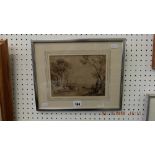 A small framed watercolour bay scene