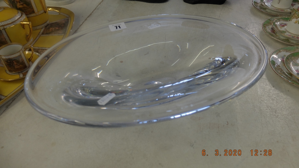 A vintage oval Orrefors clear crystal bowl