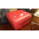 Red leather large foot stool