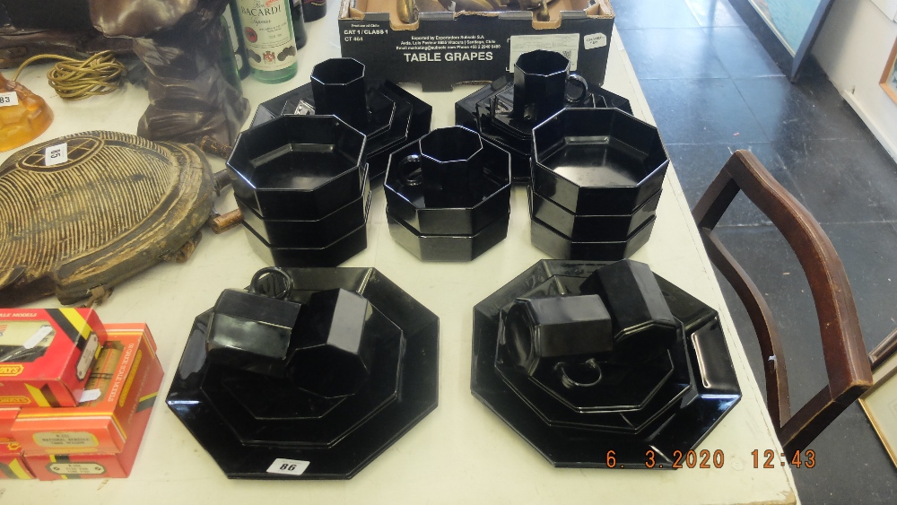 A black dinner set