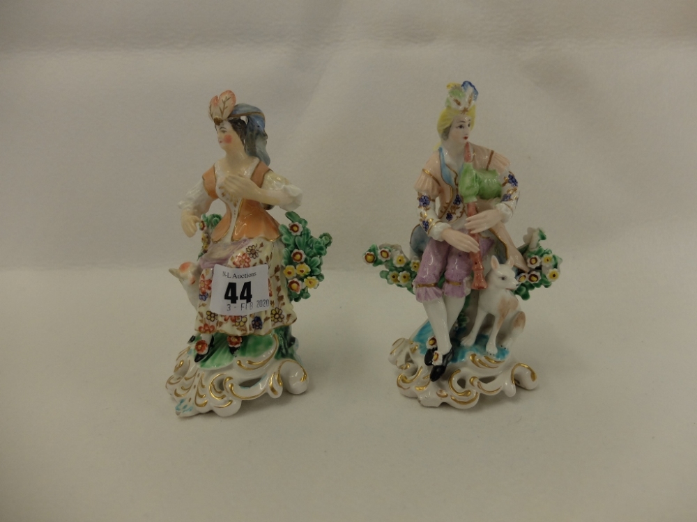 A pair of hand painted porcelain figures a/f - Image 2 of 3