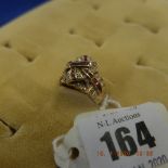 An 18ct gold Italian 1950's diamond and ruby ring A/F size S weight 7 grams