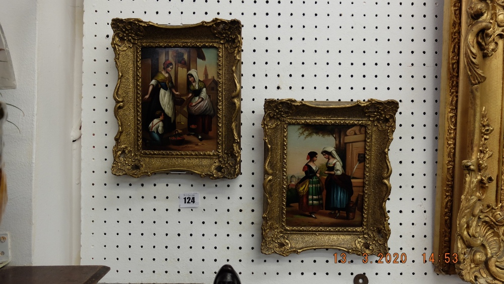 A pair of gilt framed oils on board possible Italian school depicting figures - Image 6 of 6