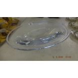 A vintage oval Orrefors clear crystal bowl