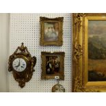 A pair of gilt framed oils on board possible Italian school depicting figures