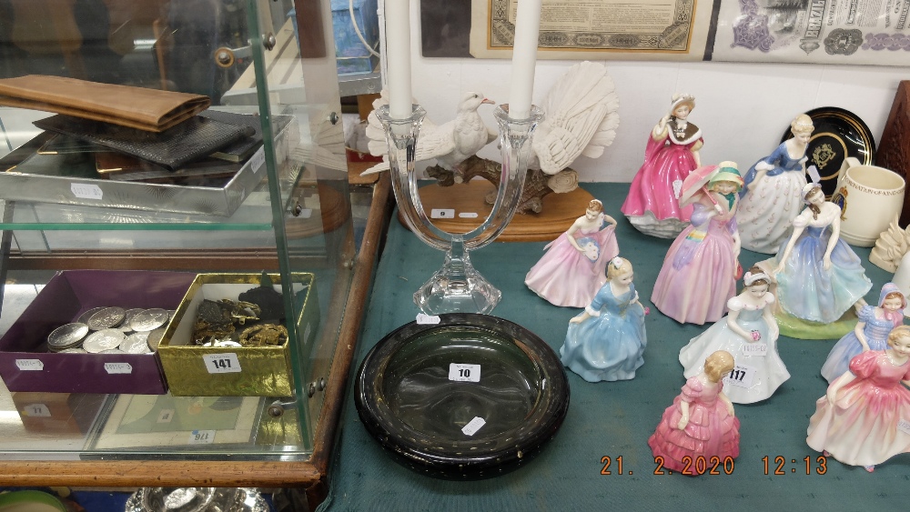 A crystal and glass candle holder and a Whitefriars ashtray - Image 2 of 3