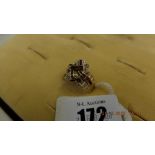 An 18ct gold Italian 1950's diamond and ruby ring A/F size S weight 7 grams