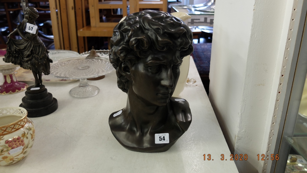 A bronze head of David