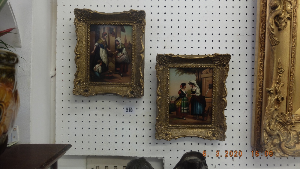 A pair of gilt framed oils on board possible Italian school depicting figures - Image 4 of 6