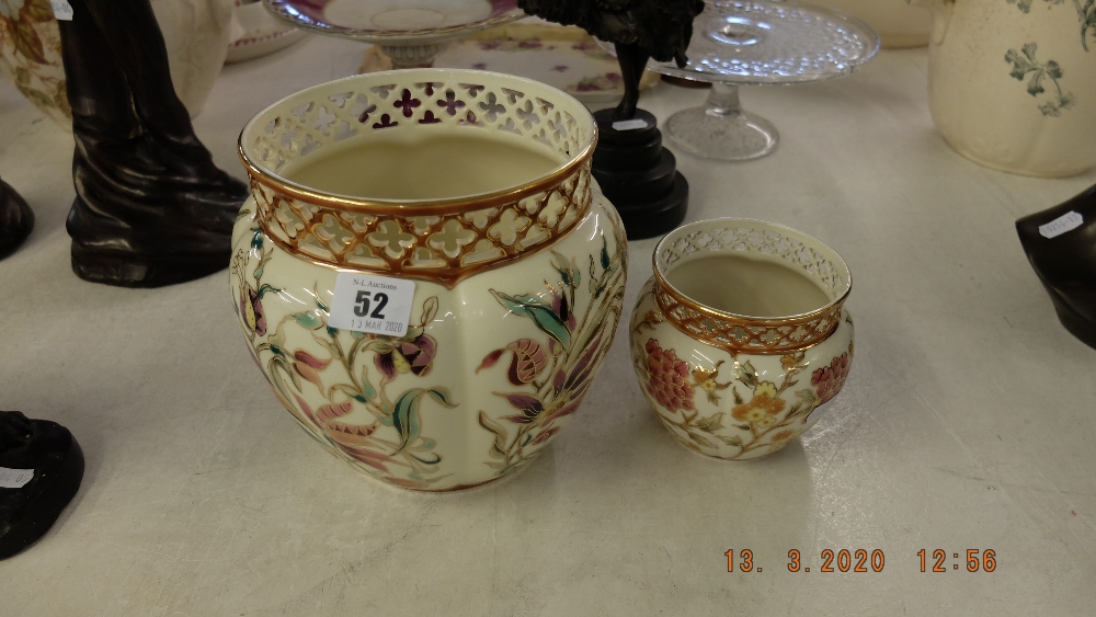 Two hand painted jardiniere Zsolnay Hungary - Image 2 of 2