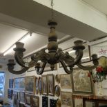 A six branch carved wood chandelier a/f