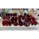 A quantity of ruby glassware