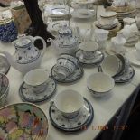 A Royal Doulton Cambridge blue and white tea and coffee service