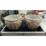 Two large oriental fish bowls,