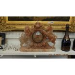 A Garrard soapstone over mantle clock " lion & uncorn" a/f