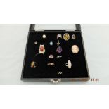 A collection of silver gem set rings