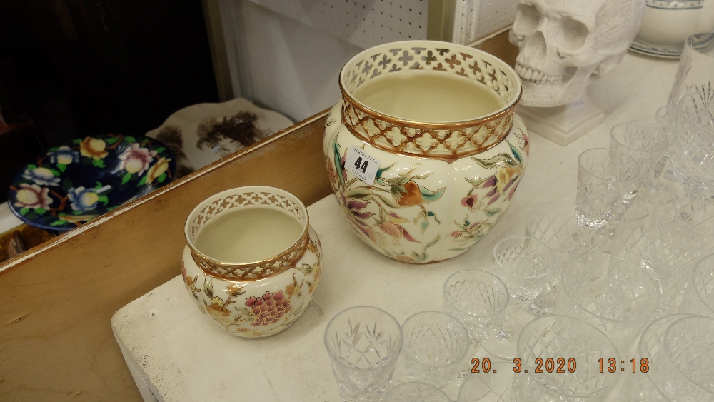 Two hand painted jardiniere Zsolnay Hungary - Image 3 of 3