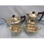 A four piece silver tea set,