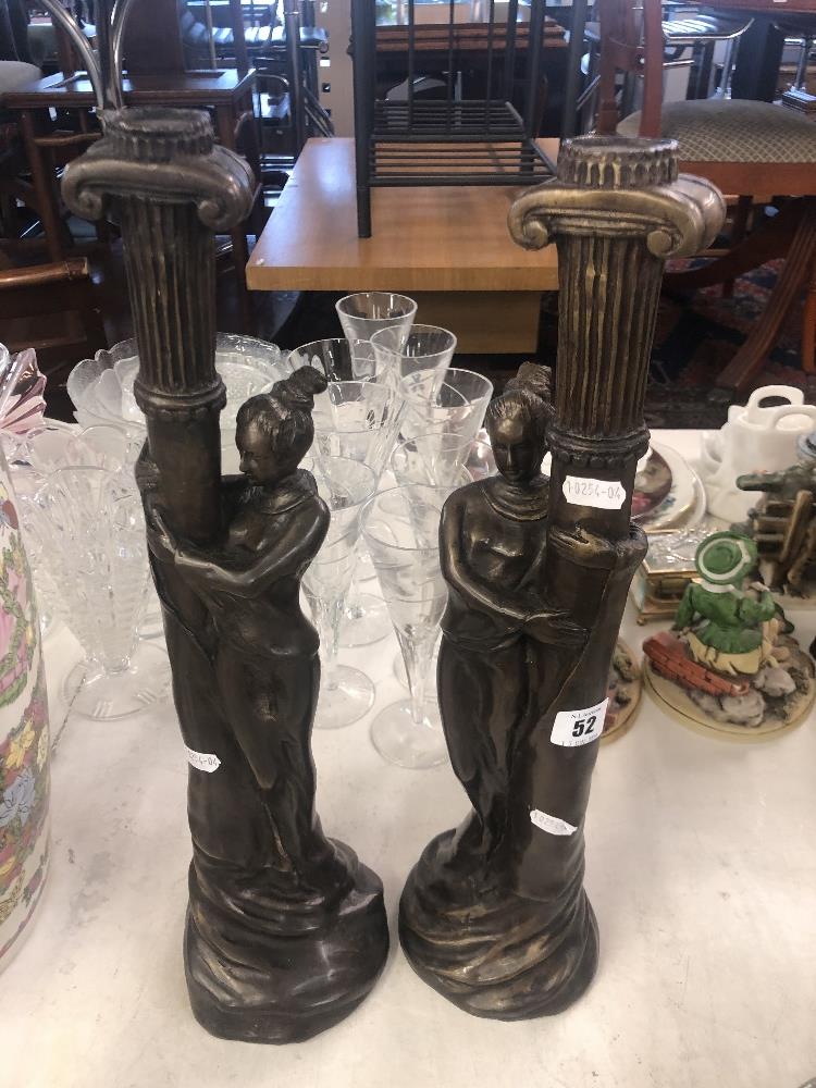 A pair of art deco style figural candle sticks - Image 2 of 2