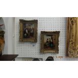 A pair of gilt framed oils on board possible Italian school depicting figures