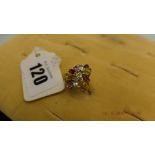 A 14ct gold multi gem set ring weight 3 grams size M