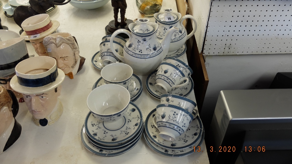 A Royal Doulton Cambridge blue and white tea and coffee service