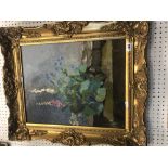 A framed oil painting still life