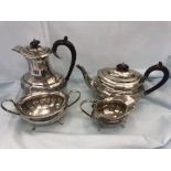 A hallmarked silver four piece tea service