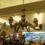 A six branch carved wood chandelier a/f