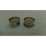 A George Unite hallmarked silver napkin ring and one other silver napkin ring
