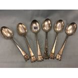 A set of six Danish silver plated spoons