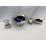 A silver plated condiment set etc.
