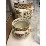 Two hand painted jardiniere Zsolnay Hungary