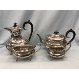 A hallmarked silver four piece tea service