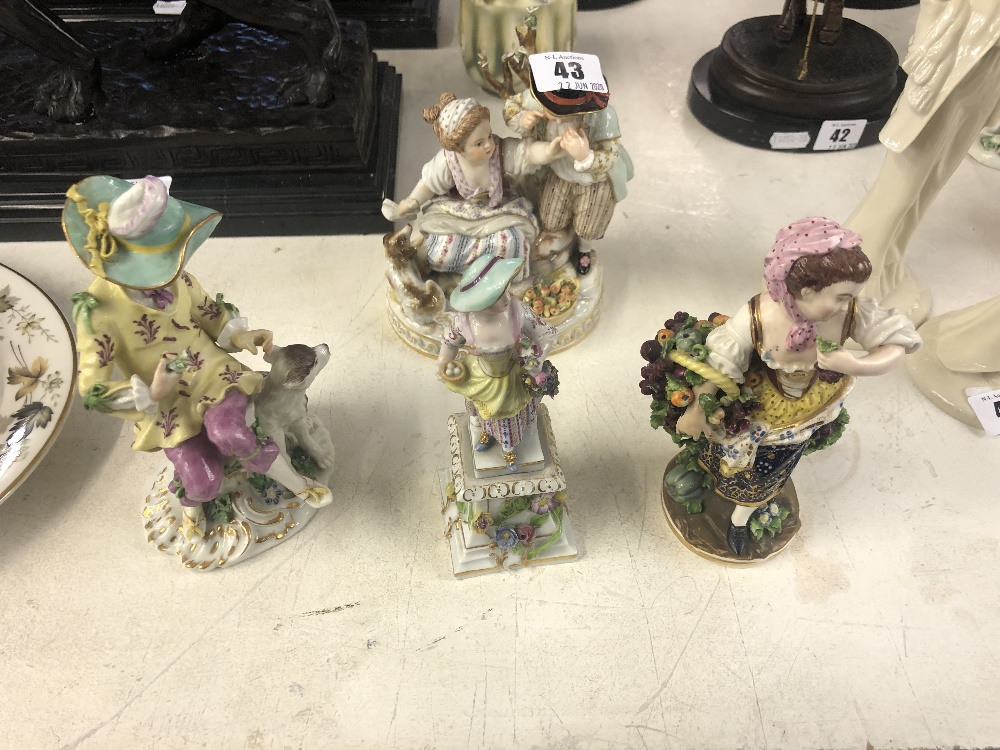 Four assorted Meissen style figures